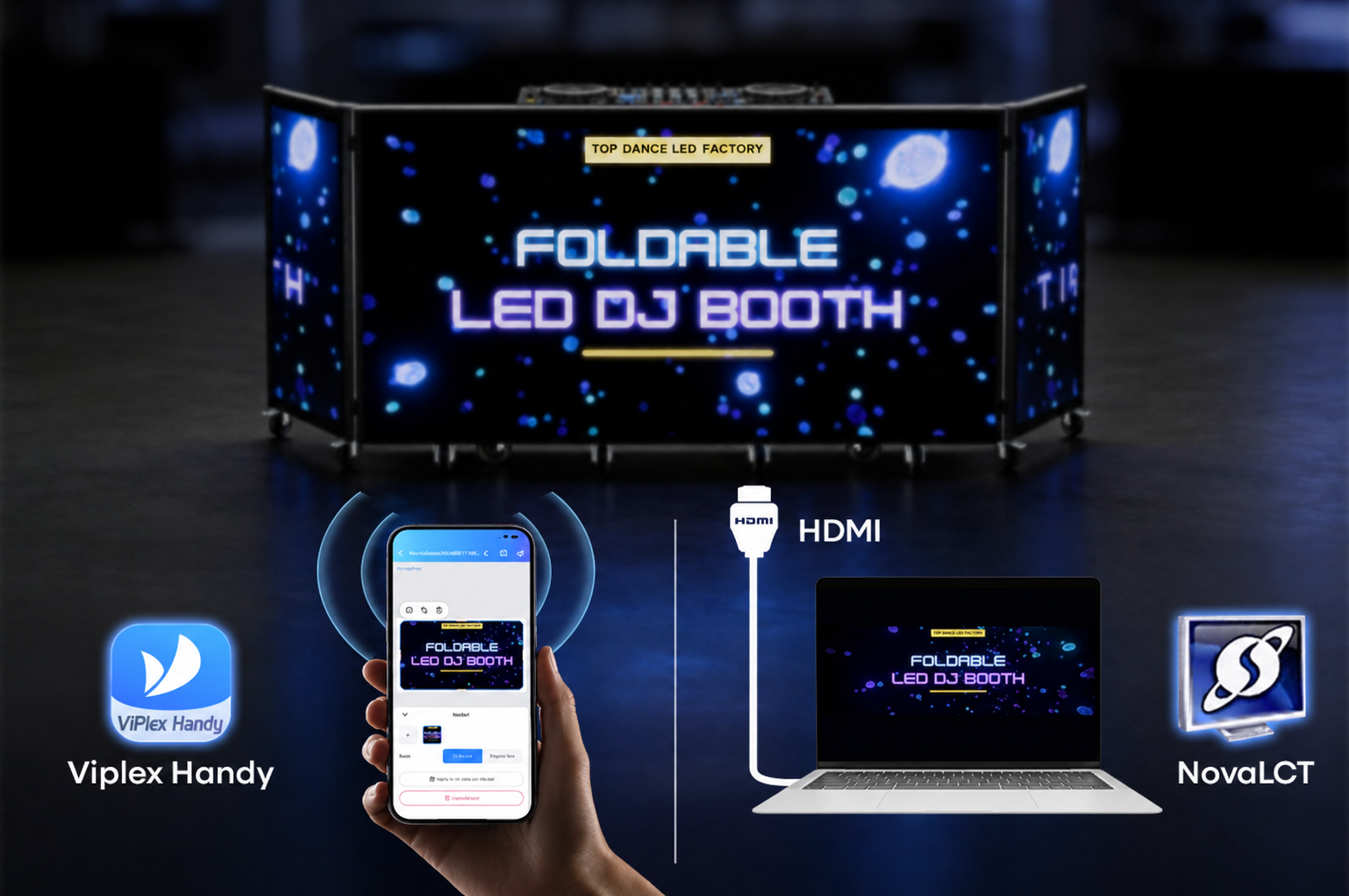 Folding LED Video DJ Booth | 270° Wraparound Display | 3.91mm GOB | Novastar TB40 Controller- DEMO- Extra 1 Year Warranty
